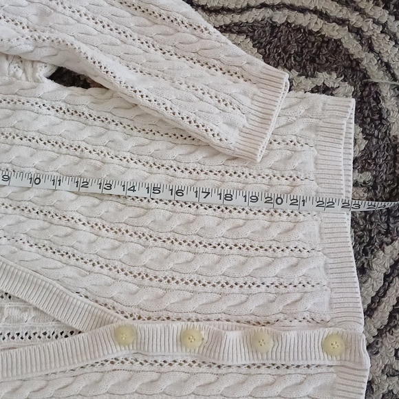 🔥🔥🔥Christie & Jill vintage cableknit V-neck cream cardigan M - Picture 11 of 14